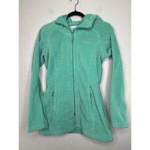 Columbia Womens Fleece Jacket Teal Blue Full Zip Long Sleeve Hooded Size XS